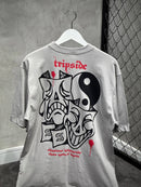 CAMISETA TRIPSIDE OVER “MASKS” - CINZA